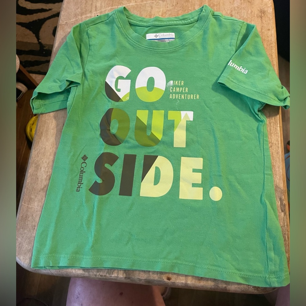 Columbia Green Go Outside T Shirt Top xxs (4-5)Hiker Camper Adventurer